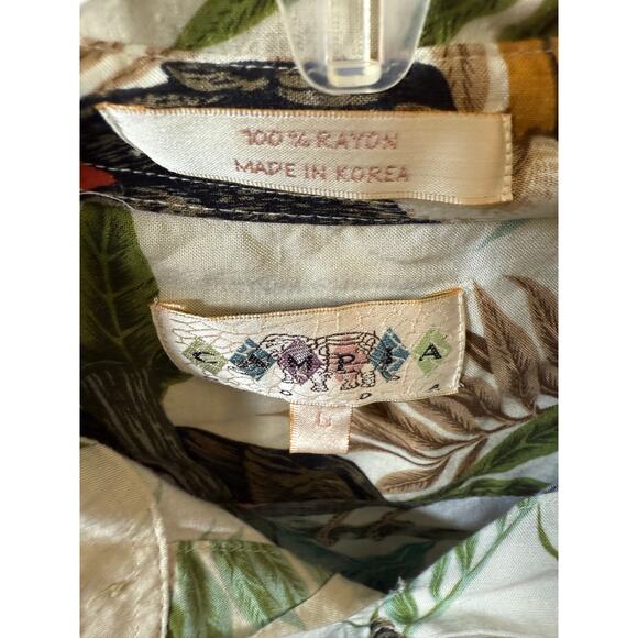 Campia Moda Vintage Floral Hawaiian Rayon Shirt - Size L button up short sleeve - Picture 4 of 7